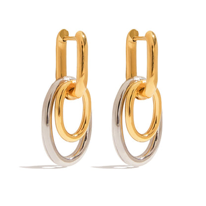 Mistral Two Tone Link Hoop Earrings