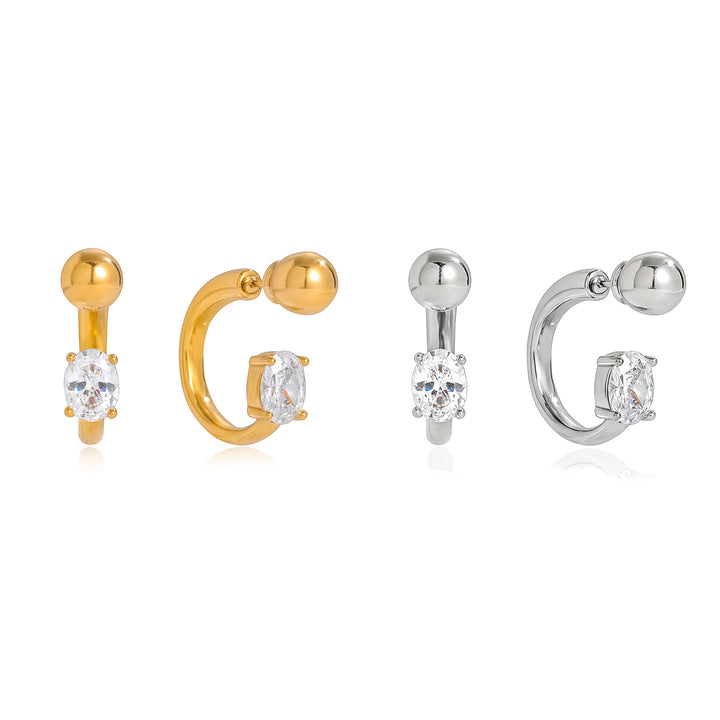 Riviera Oval Stone C-Hoop Earrings