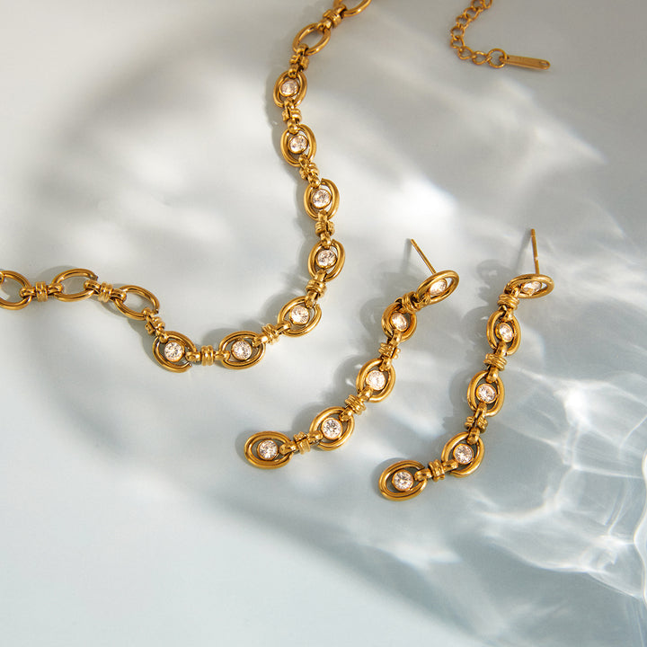Cadaqués Oval and Crystal Chain Bracelet