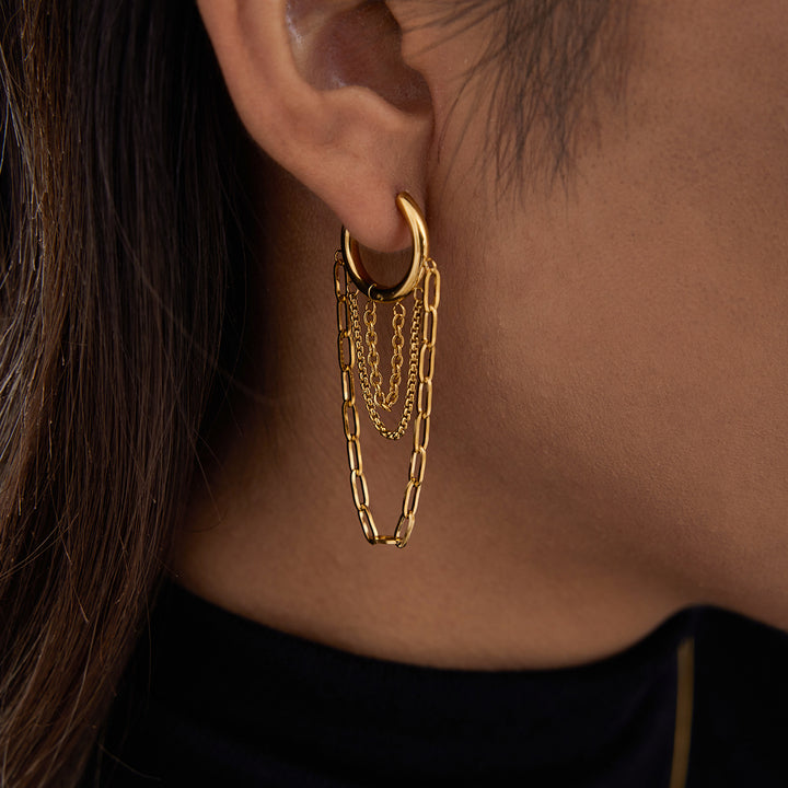 Aegean Two-Tone Fringe Hoop Earrings