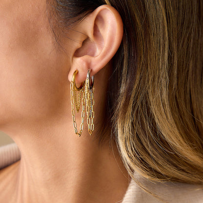 Aegean Two-Tone Fringe Hoop Earrings