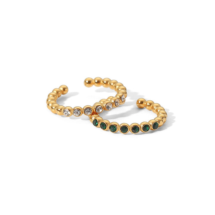 Laurel Beaded Bezel Open Ring