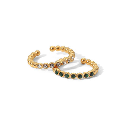 Laurel Beaded Bezel Open Ring