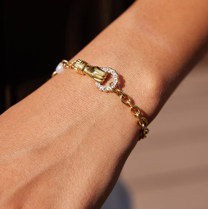 Aegean Hand Charm Pearl Bracelet