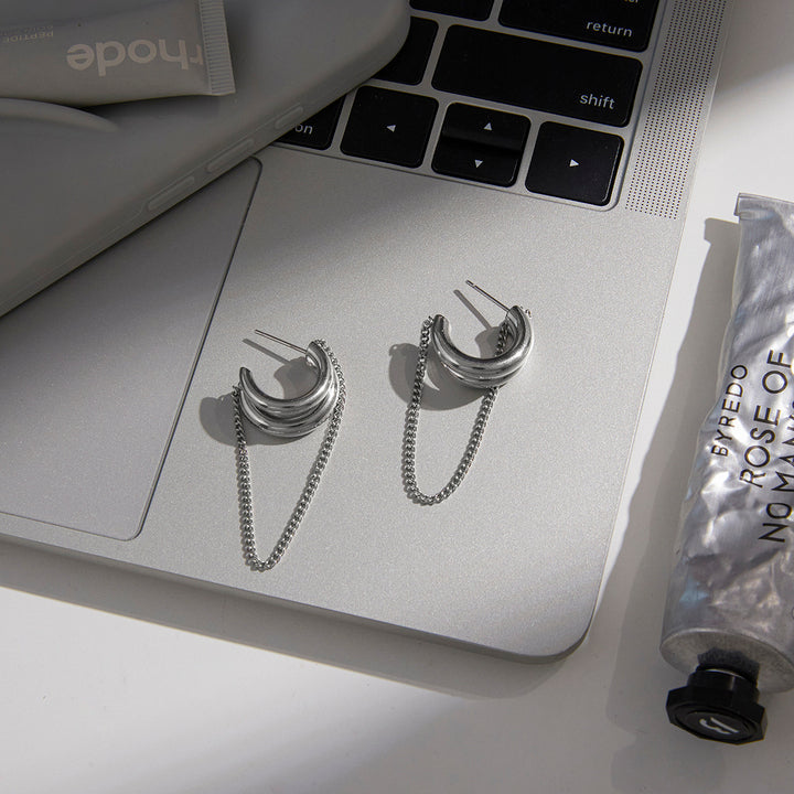 Corsica Chain Drape Hoop Earrings