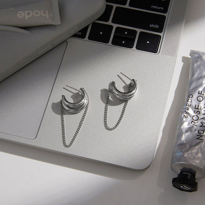 Corsica Chain Drape Hoop Earrings