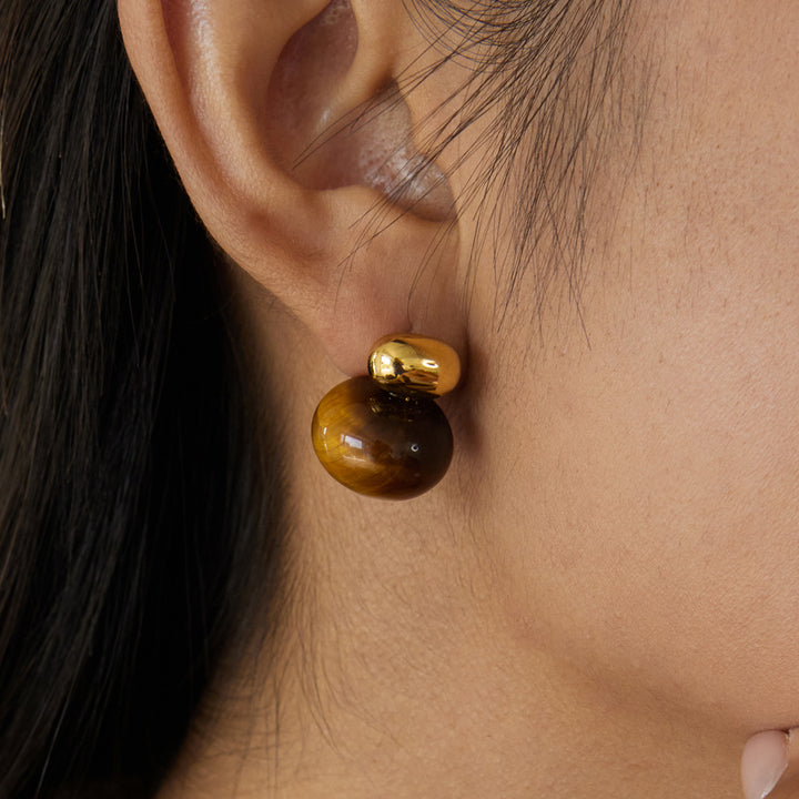 Solstice Natural Stone Dome Earrings
