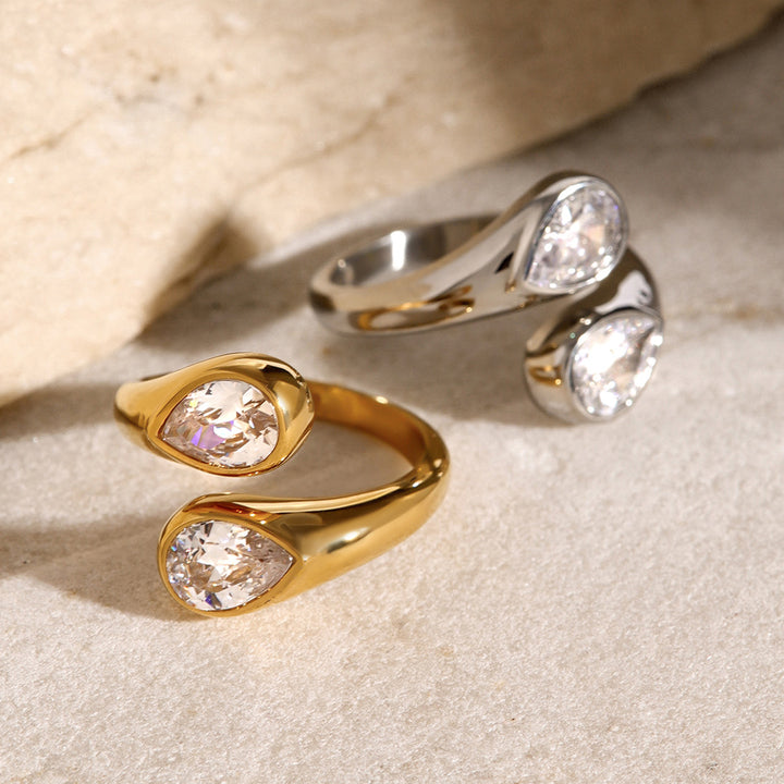 Aegean Double Teardrop Open Ring