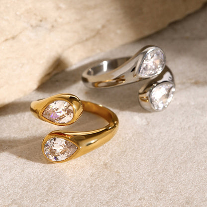 Aegean Double Teardrop Open Ring