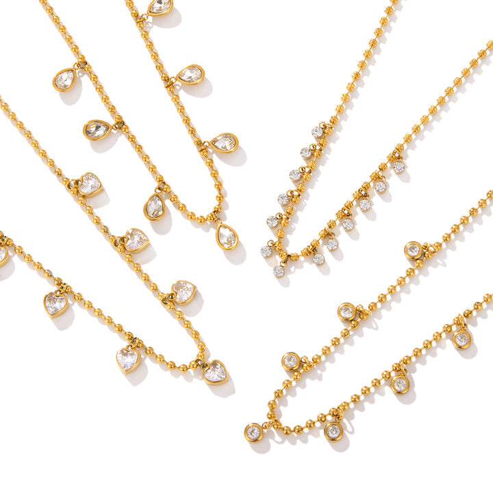 Sundial Beaded Crystal Drop Necklace