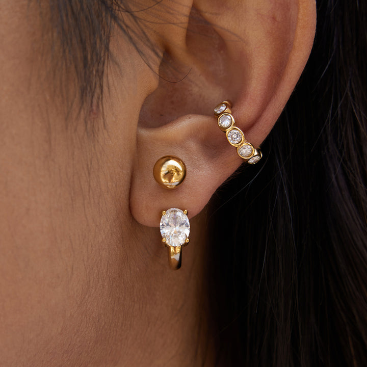 Cadaqués Bezel Crystal Cuff Earrings