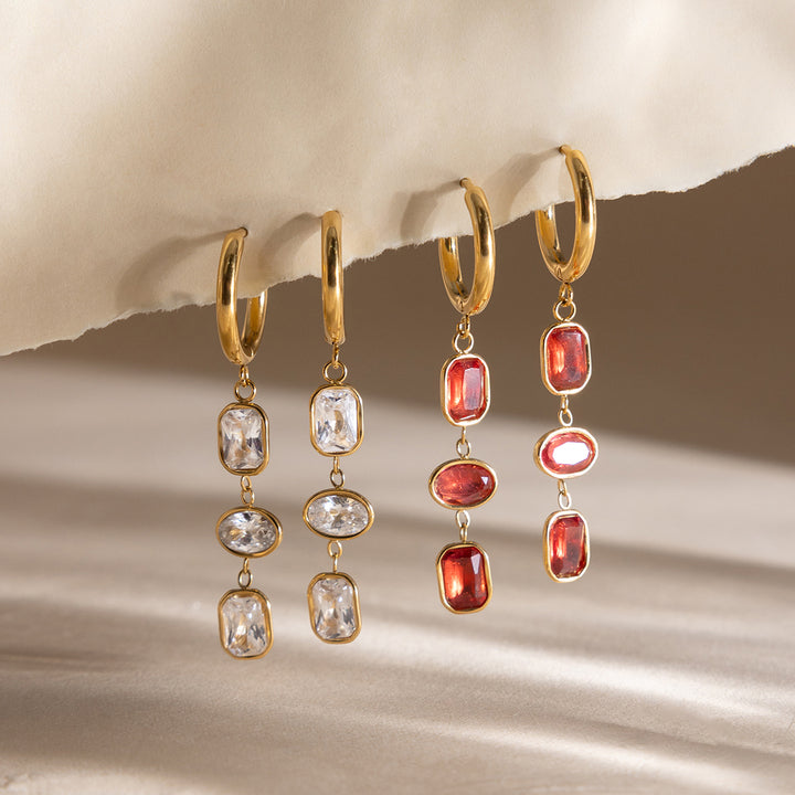Riviera Triple Stone Drop Earrings