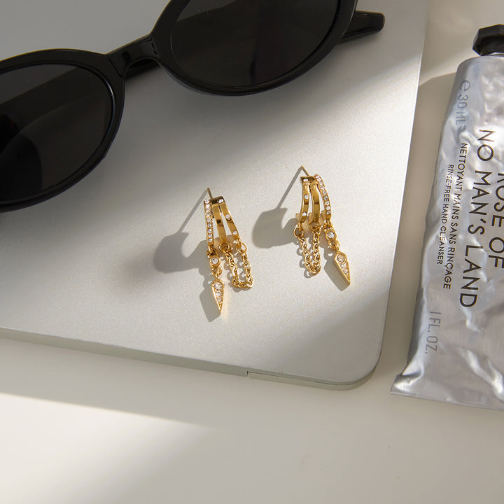 Marea Pavé Huggie Chain Earrings