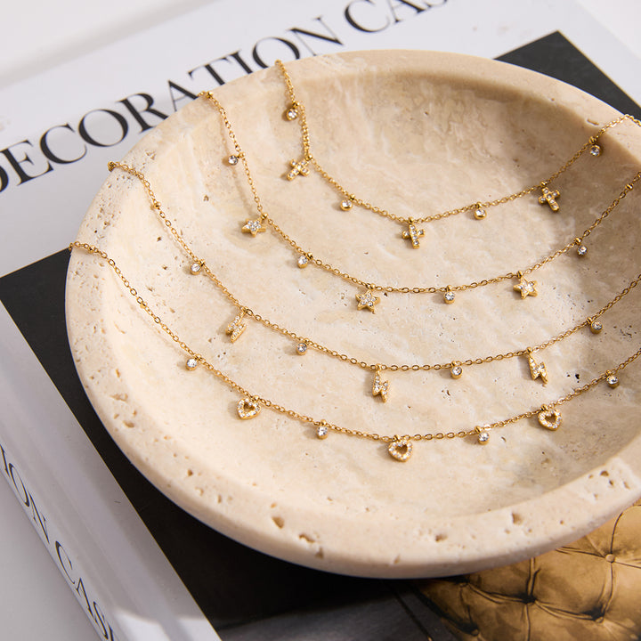 Zephyr Star Charm Station Necklace