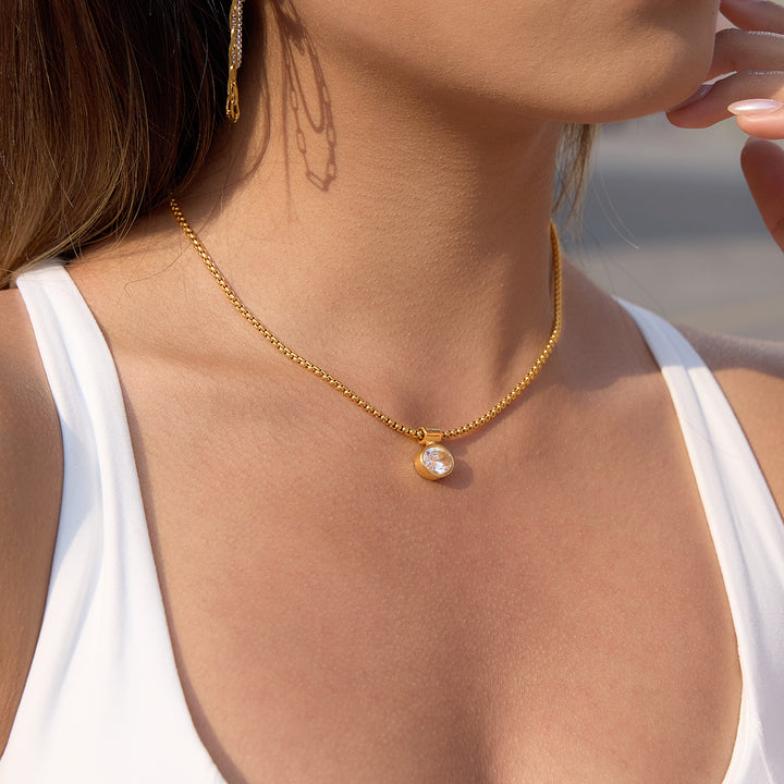 Solstice Bezel Drop Box Chain Necklace