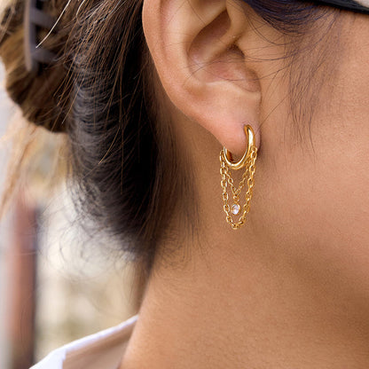 Ondine Layered Chain Hoop Earrings