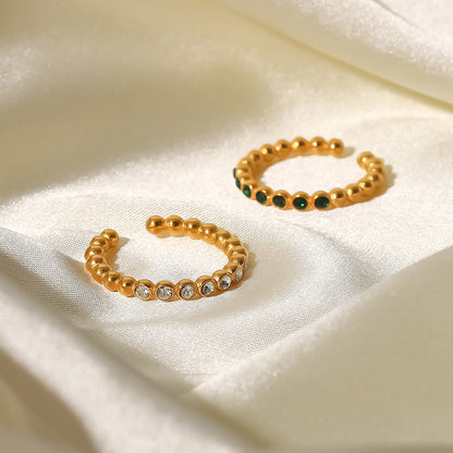 Laurel Beaded Bezel Open Ring