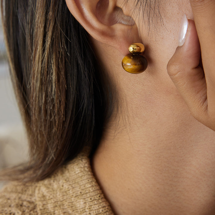 Solstice Natural Stone Dome Earrings