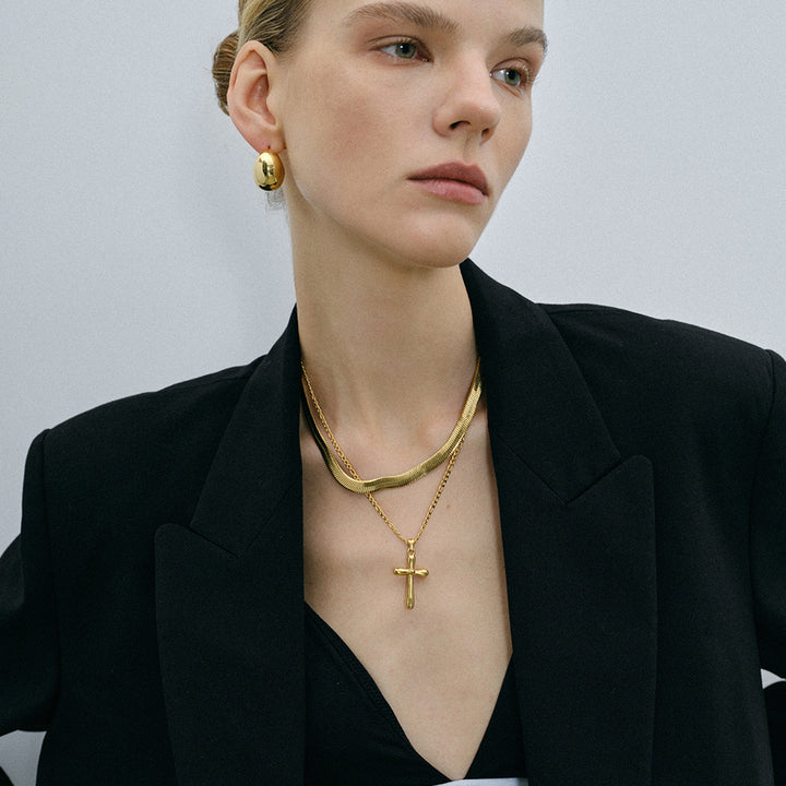 Alba Polished Cross Necklace