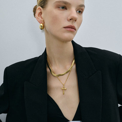 Alba Polished Cross Necklace