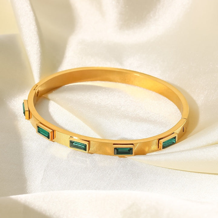 Laurel Green Baguette Bracelet