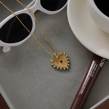 Pomegranate Sunburst Heart Necklace