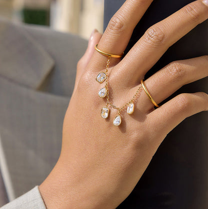 Lagoon Fringed Chain Twin Ring