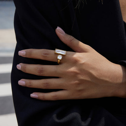 Salt Air Baguette Crystal Open Ring