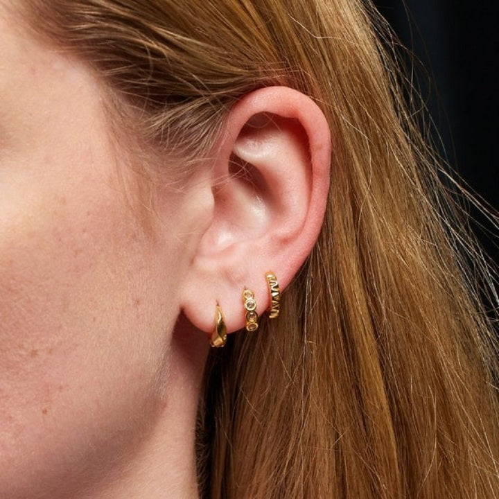 Seaspray Bezel-Set Huggie Earrings