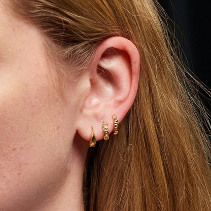 Seaspray Bezel-Set Huggie Earrings
