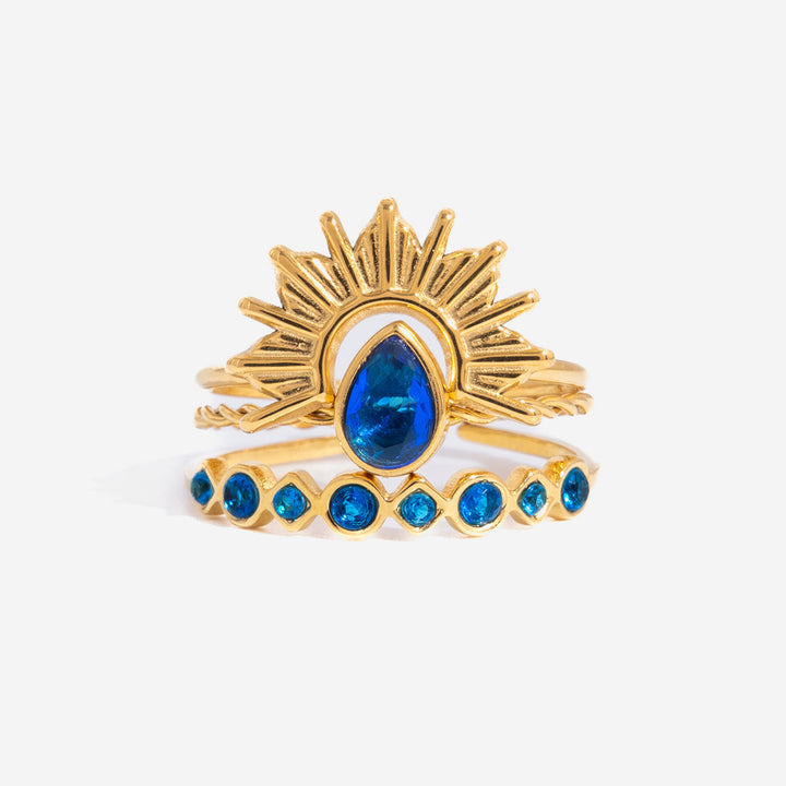 Calanque Blue Sunburst Crown Ring