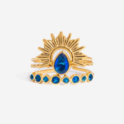 Calanque Blue Sunburst Crown Ring