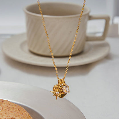 Azahar Engraved Heart Charm Necklace
