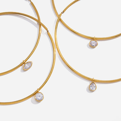 Alba Zircon Drop Collar Necklace