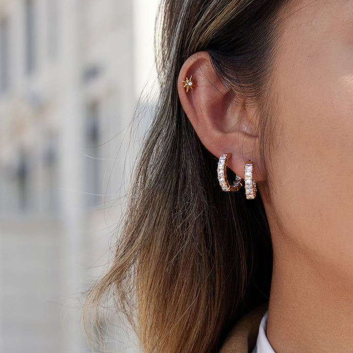 Olive Grove Mixed-Cut Hoop Earrings