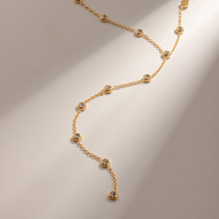 Formentera Bezel-Set Lariat Necklace