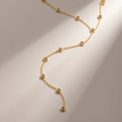 Formentera Bezel-Set Lariat Necklace