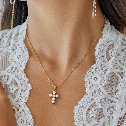 Vesper Pavé Cross Pendant Necklace
