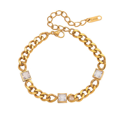 Sirocco Square Stone Curb Chain Bracelet