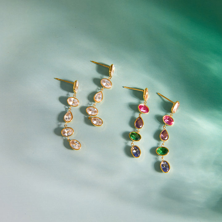 Sea Glass Bezel Drop Huggie Earrings
