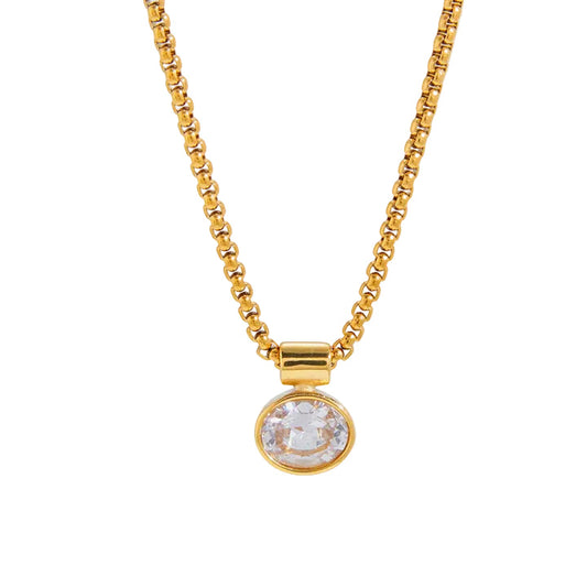 Solstice Bezel Drop Box Chain Necklace