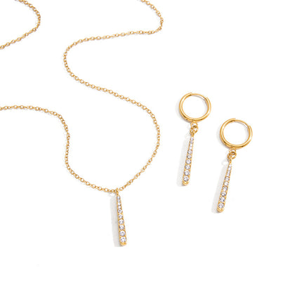 Moonlit Pavé Bar Drop Necklace