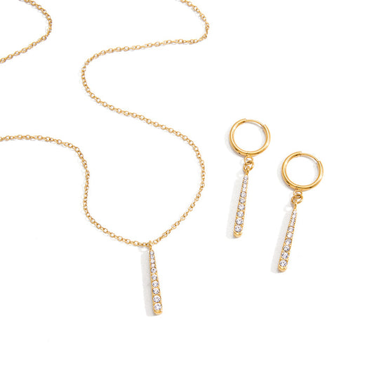 Moonlit Pavé Bar Drop Necklace