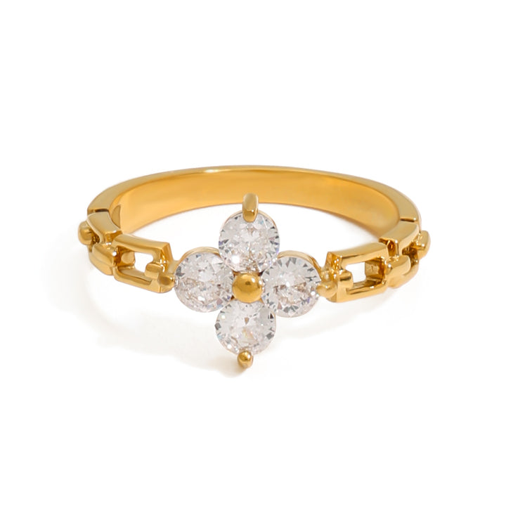 Myrtle Clover Zircon Ring