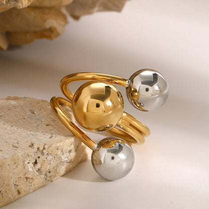 Cala Two-Tone Sphere Open Ring