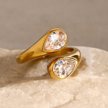 Aegean Double Teardrop Open Ring
