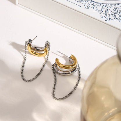 Corsica Chain Drape Hoop Earrings