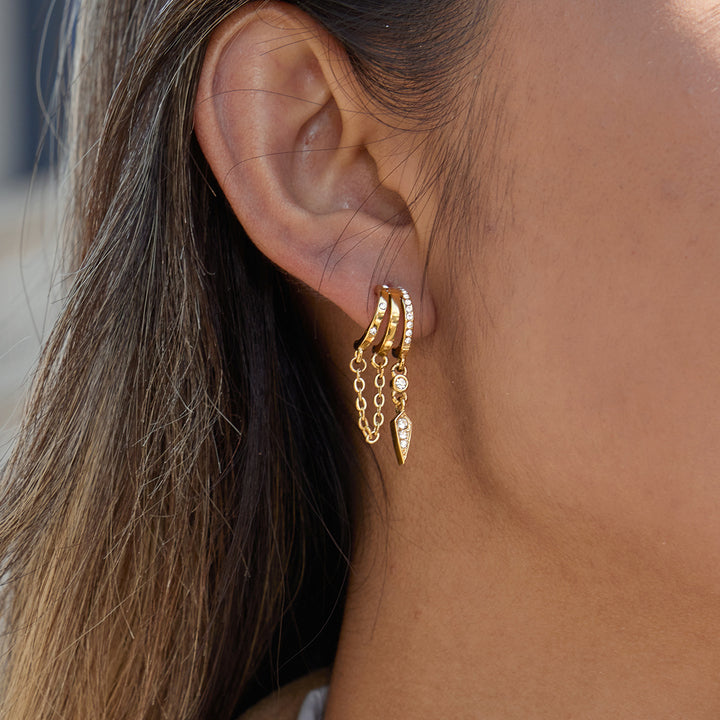 Marea Pavé Huggie Chain Earrings