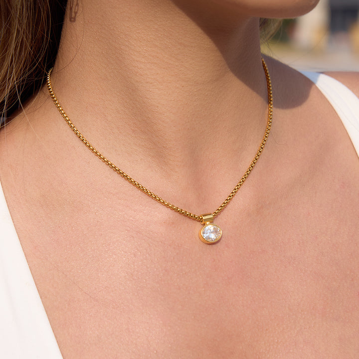 Solstice Bezel Drop Box Chain Necklace