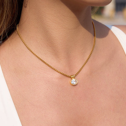 Solstice Bezel Drop Box Chain Necklace